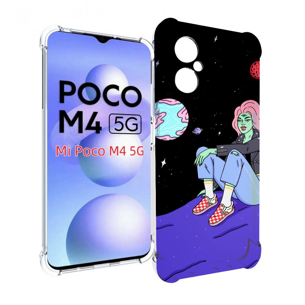 

Чехол MyPads девушка-на-луне-мультик для Xiaomi Poco M4 5G, Прозрачный, Tocco