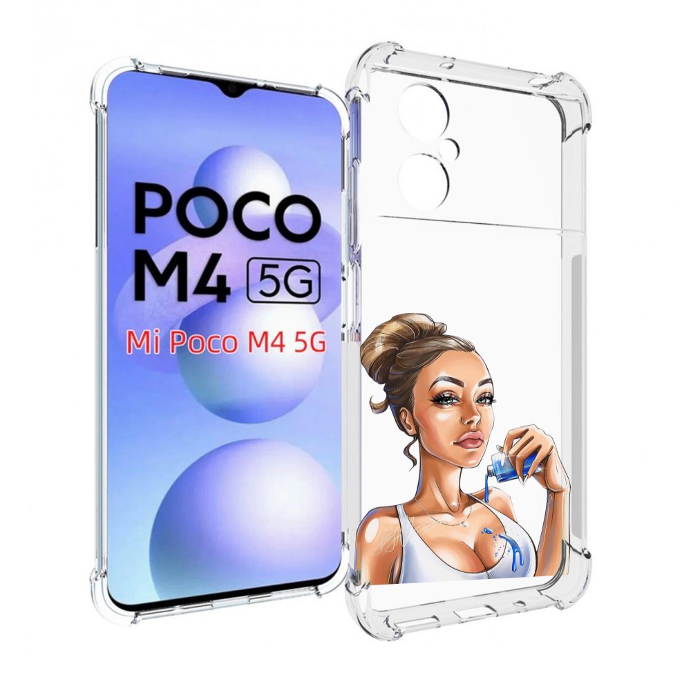 

Чехол MyPads девушка-пролила-краску женский для Xiaomi Poco M4 5G, Прозрачный, Tocco