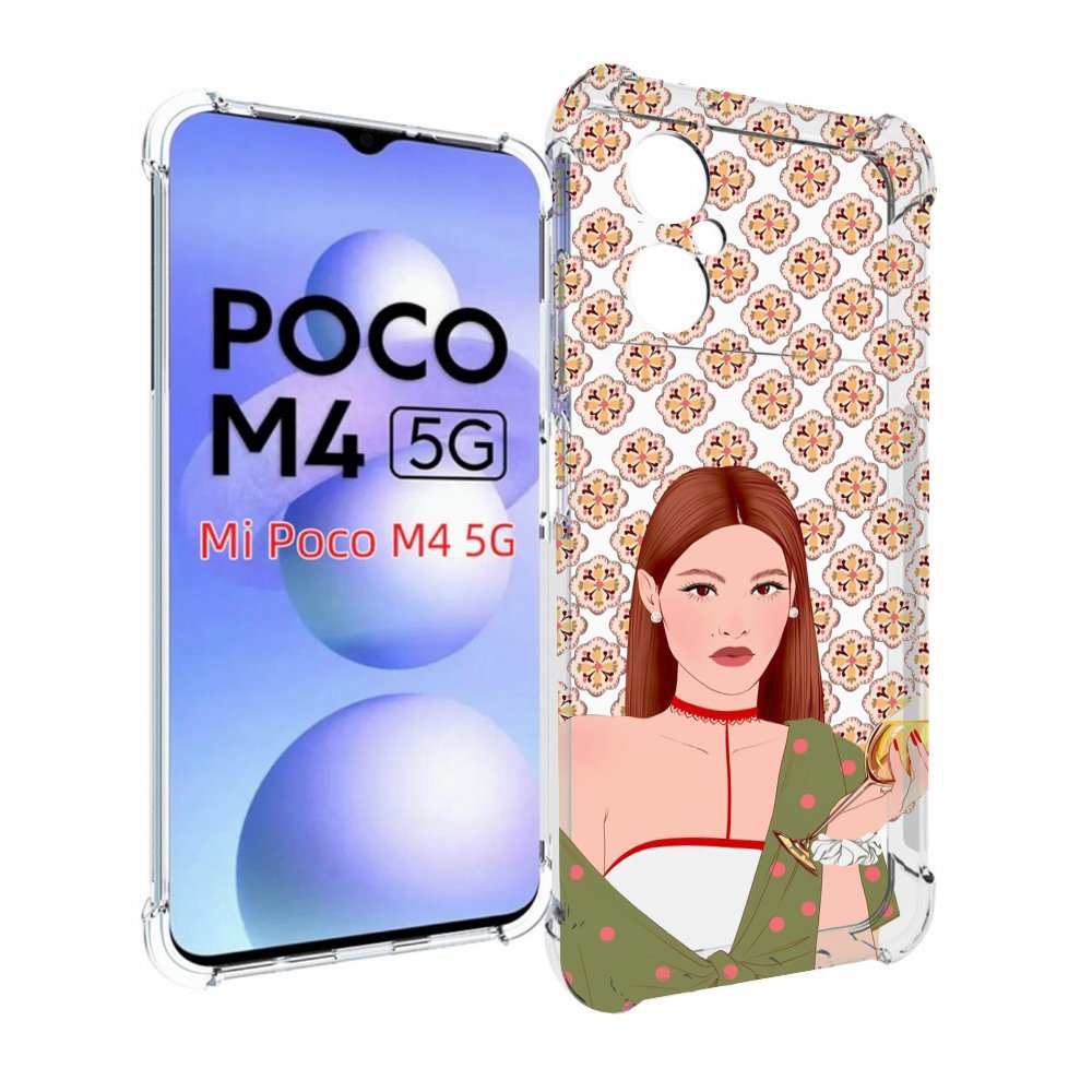 

Чехол MyPads девушка-с-вином-рисунок женский для Xiaomi Poco M4 5G, Прозрачный, Tocco