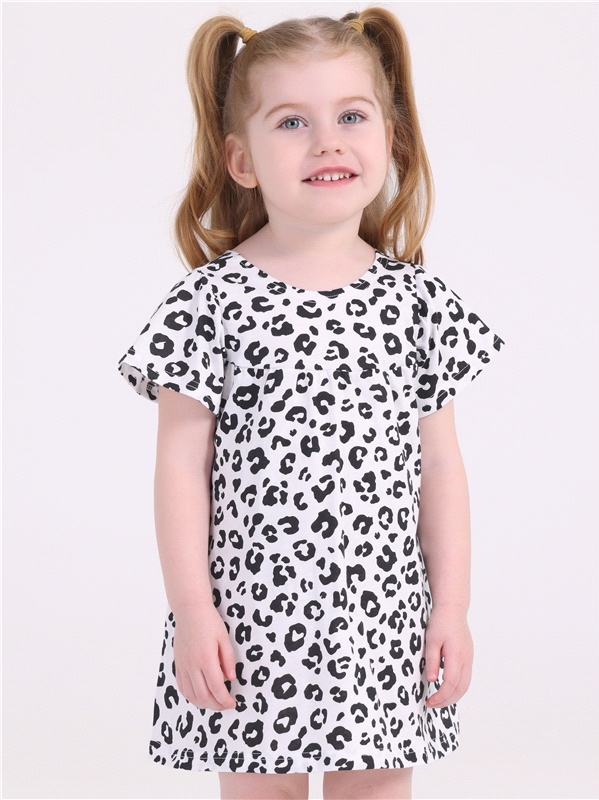 Платье детское Апрель п735001н100Р, черный леопард на белом, 104