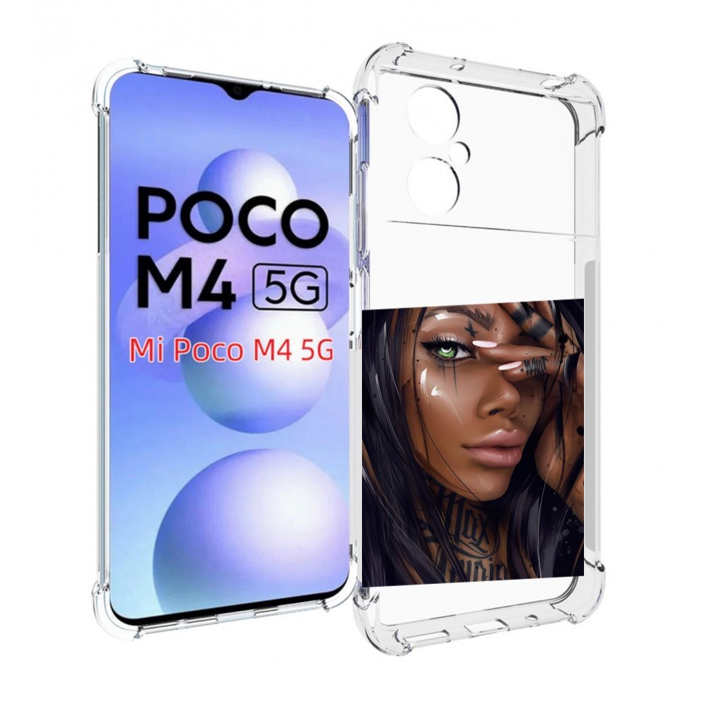 

Чехол MyPads девушка-с-зелеными-глазами-яркими для Xiaomi Poco M4 5G, Прозрачный, Tocco
