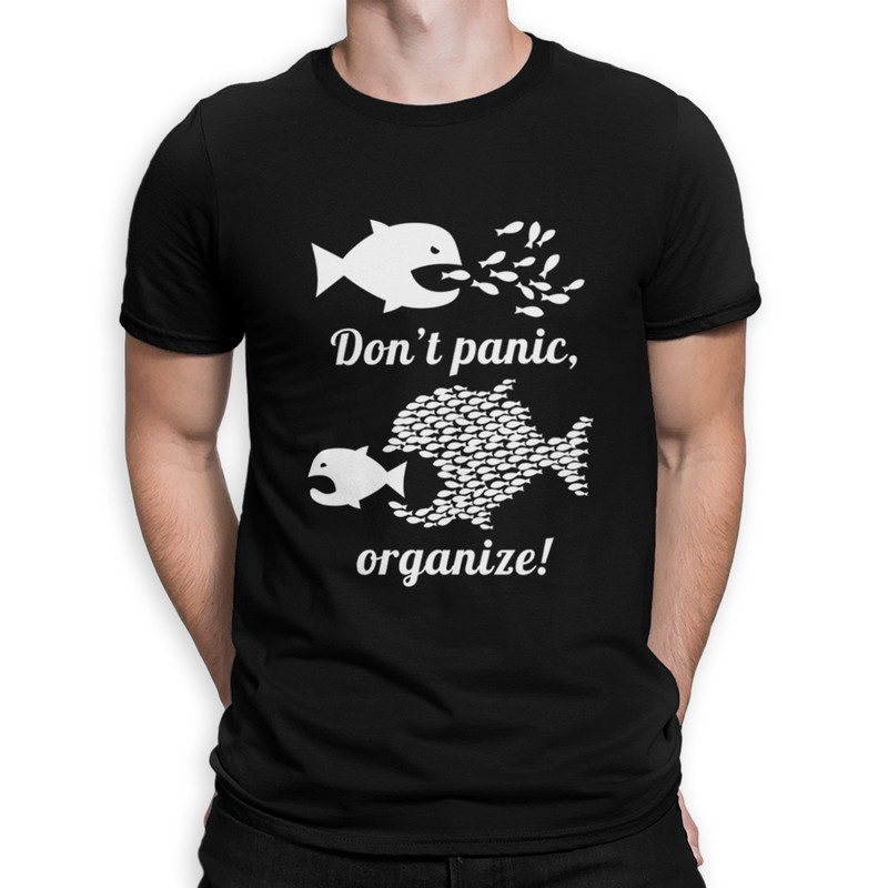 фото Футболка мужская dream shirts рыбки - don't panic, organize 56209022 черная 3xl