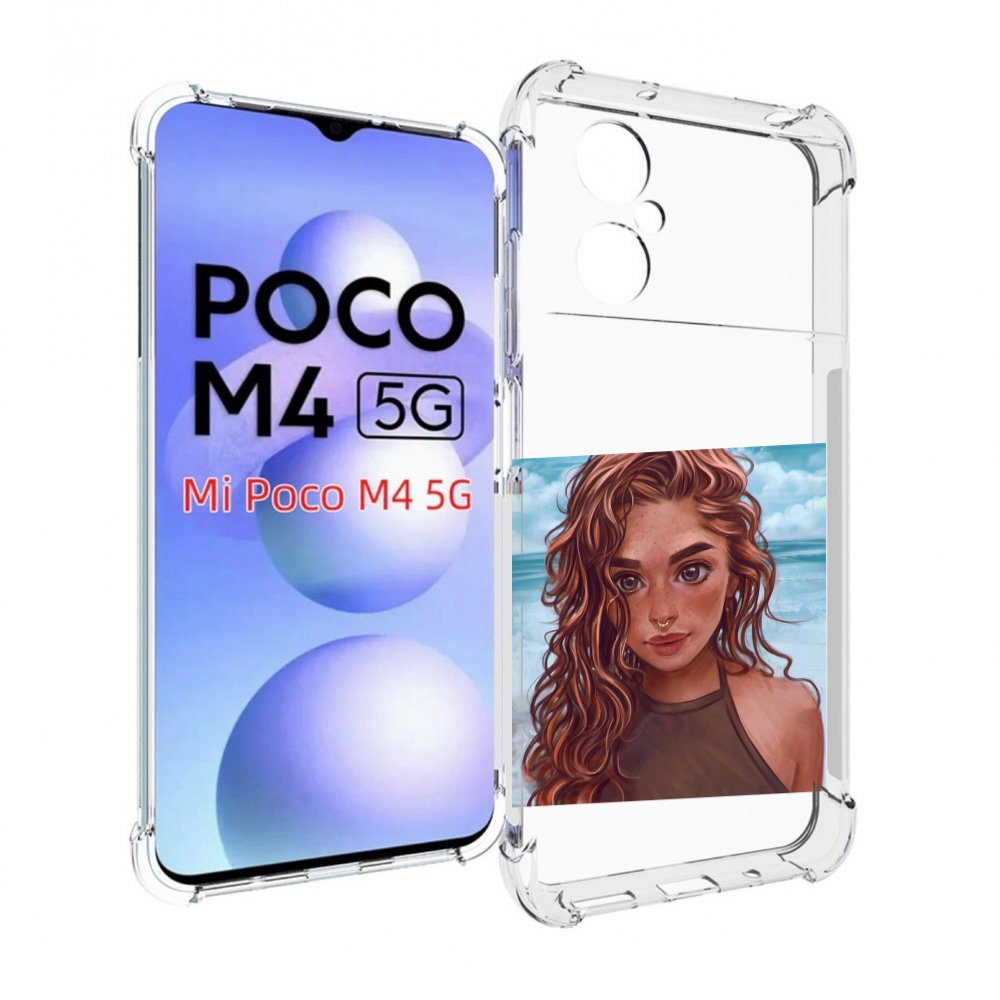 Чехол MyPads девушка-с-пирсингом-на-море женский для Xiaomi Poco M4 5G