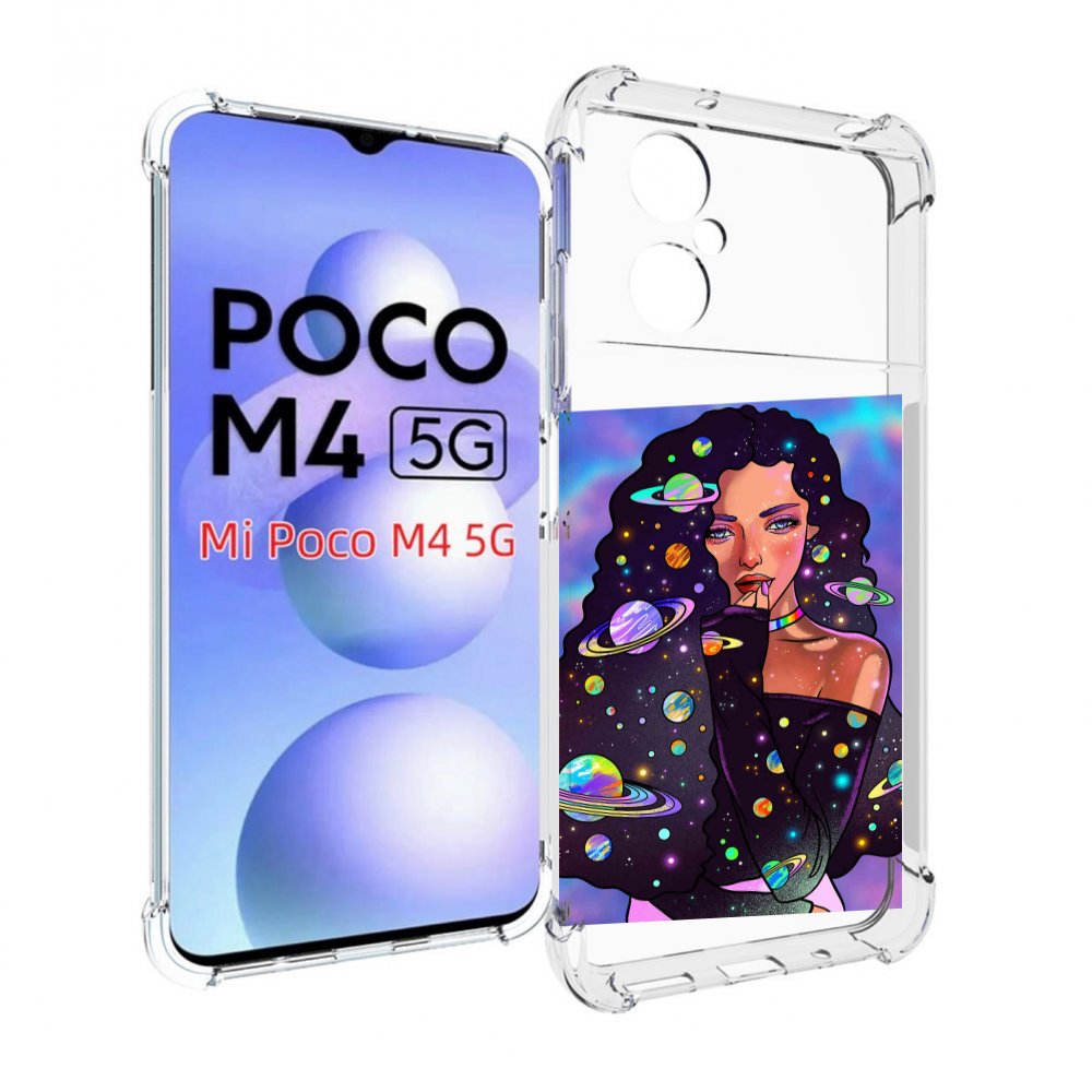 

Чехол MyPads девушка-с-планетами-в-волосах женский для Xiaomi Poco M4 5G, Прозрачный, Tocco
