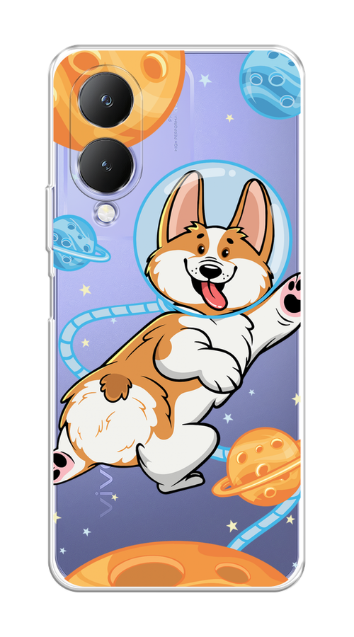 

Чехол на Vivo Y17s "Корги-космонавт", Голубой;бежевый;белый, 269850-1