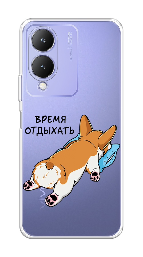 

Чехол на Vivo Y17s "Корги отдыхает", Черный;коричневый;голубой, 269850-1