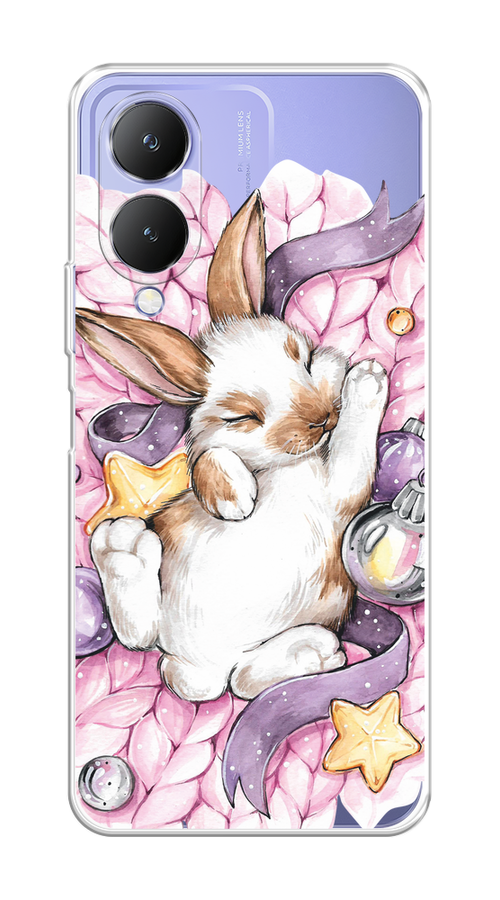 

Чехол на Vivo Y17s "Кролик спит", Розовый;белый, 269850-1