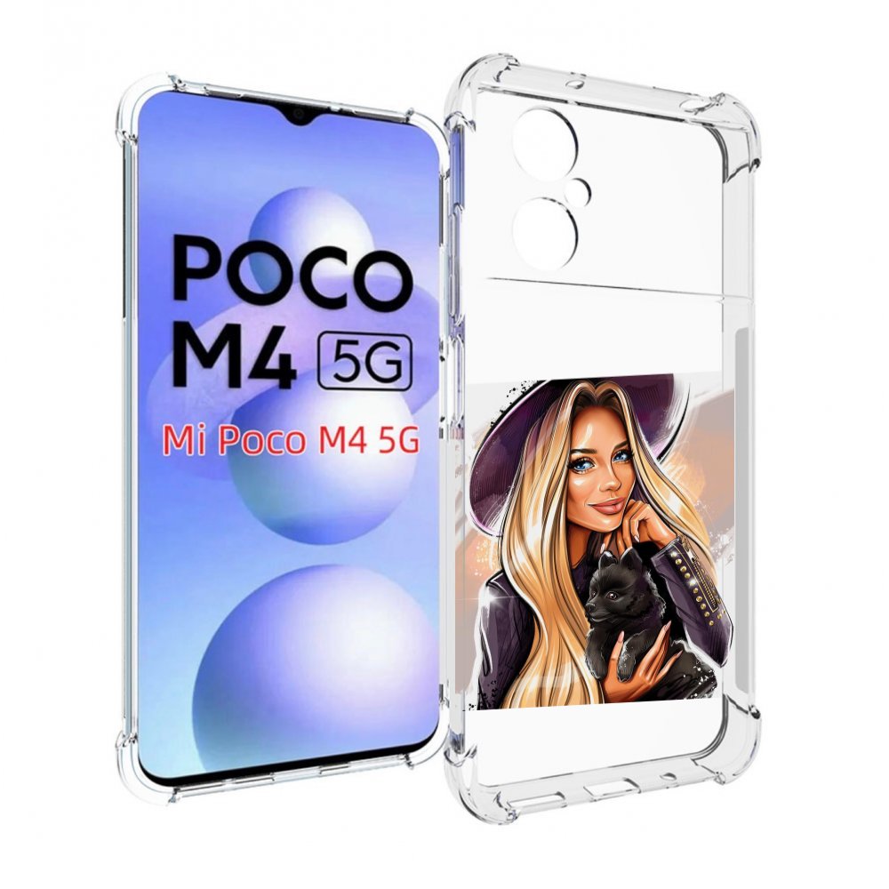 

Чехол MyPads девушка-с-черным-щенком женский для Xiaomi Poco M4 5G, Прозрачный, Tocco