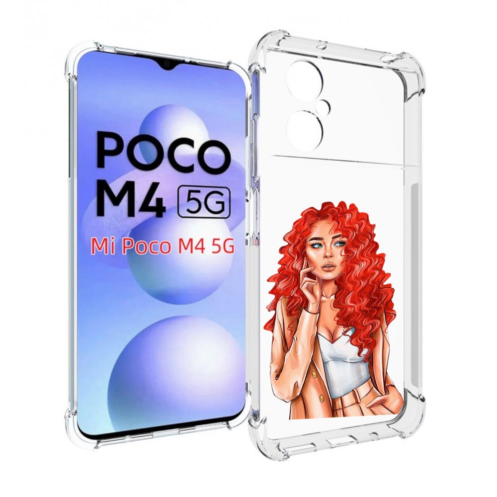 

Чехол MyPads девушка-с-яркими-волосами женский для Xiaomi Poco M4 5G, Прозрачный, Tocco