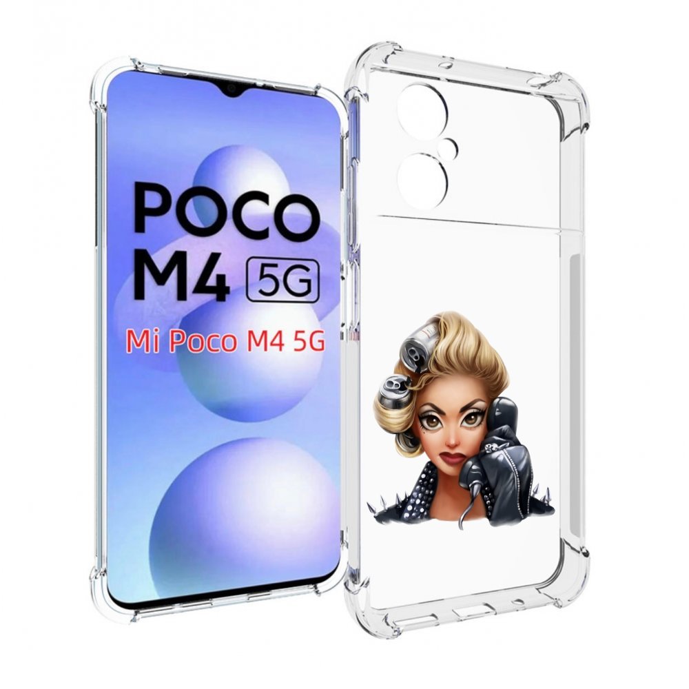 

Чехол MyPads девушка-смайлик-с-телефоном женский для Xiaomi Poco M4 5G, Прозрачный, Tocco