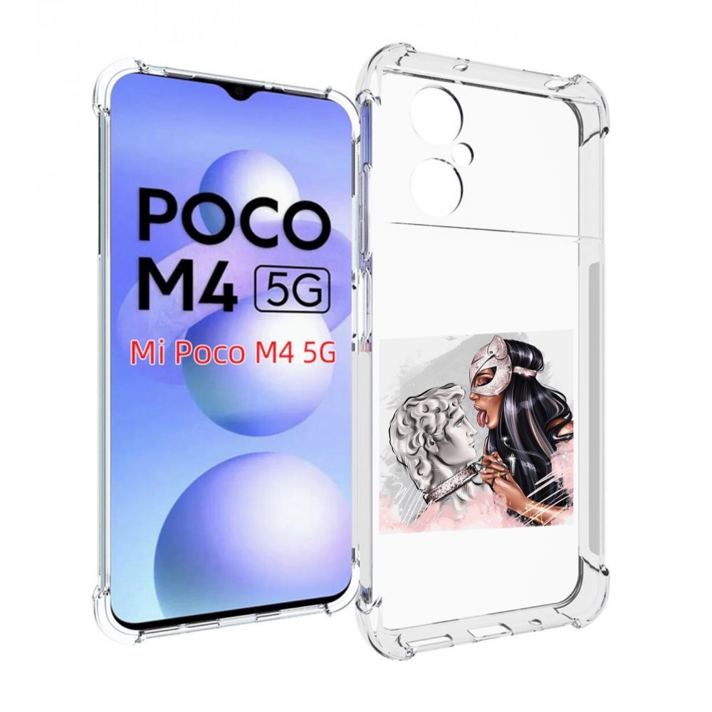 

Чехол MyPads девушка-флирт женский для Xiaomi Poco M4 5G, Прозрачный, Tocco