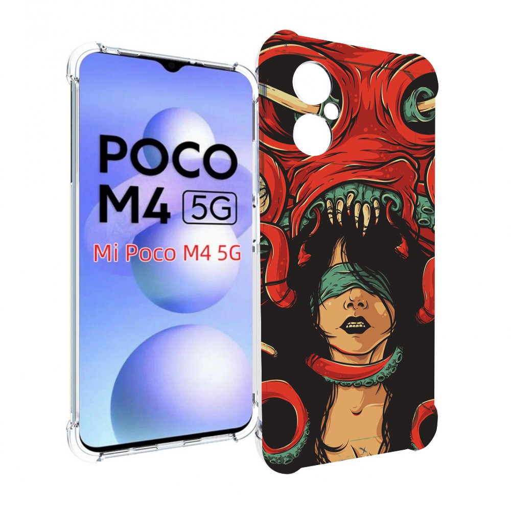 

Чехол MyPads девушку-съедает-осьминог для Xiaomi Poco M4 5G, Прозрачный, Tocco