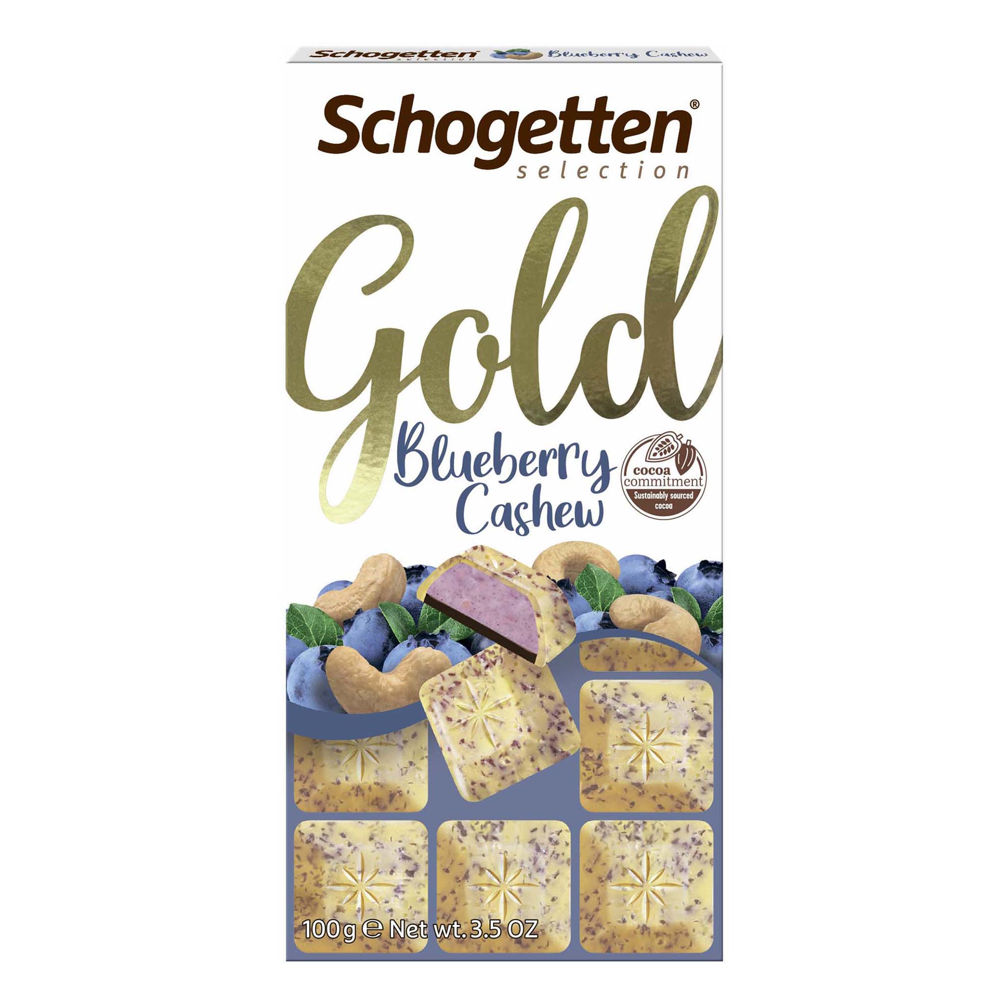 Шоколад Schogetten Gold белый с черникой и кешью 100 г