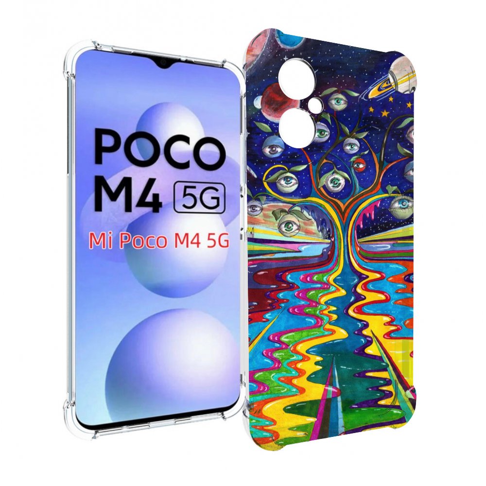 

Чехол MyPads дерево с глазами акварель для Xiaomi Poco M4 5G, Прозрачный, Tocco