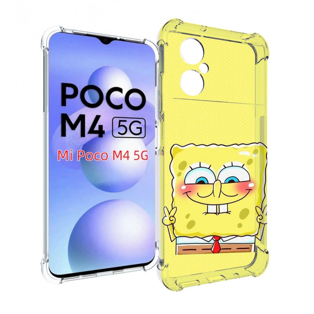 

Чехол MyPads довольный милый спанчбоб для Xiaomi Poco M4 5G, Прозрачный, Tocco