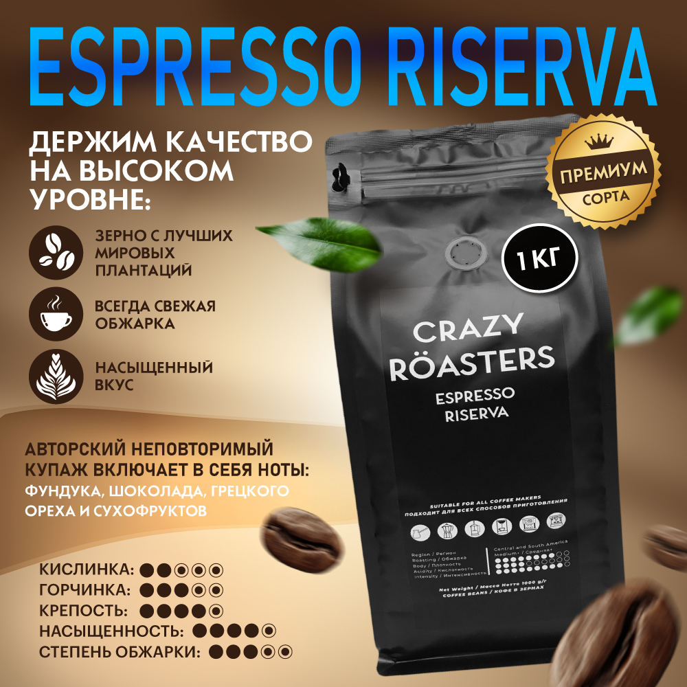 Кофе в зернах Crazy Roasters Espresso Riserva, 1 кг