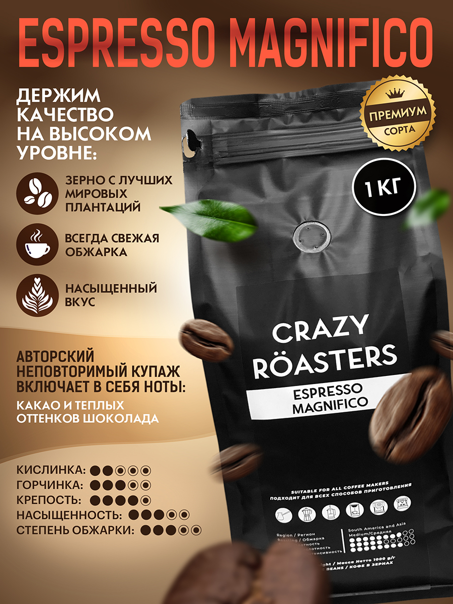 Кофе в зернах Crazy Roasters Espresso Magnifico, 1 кг