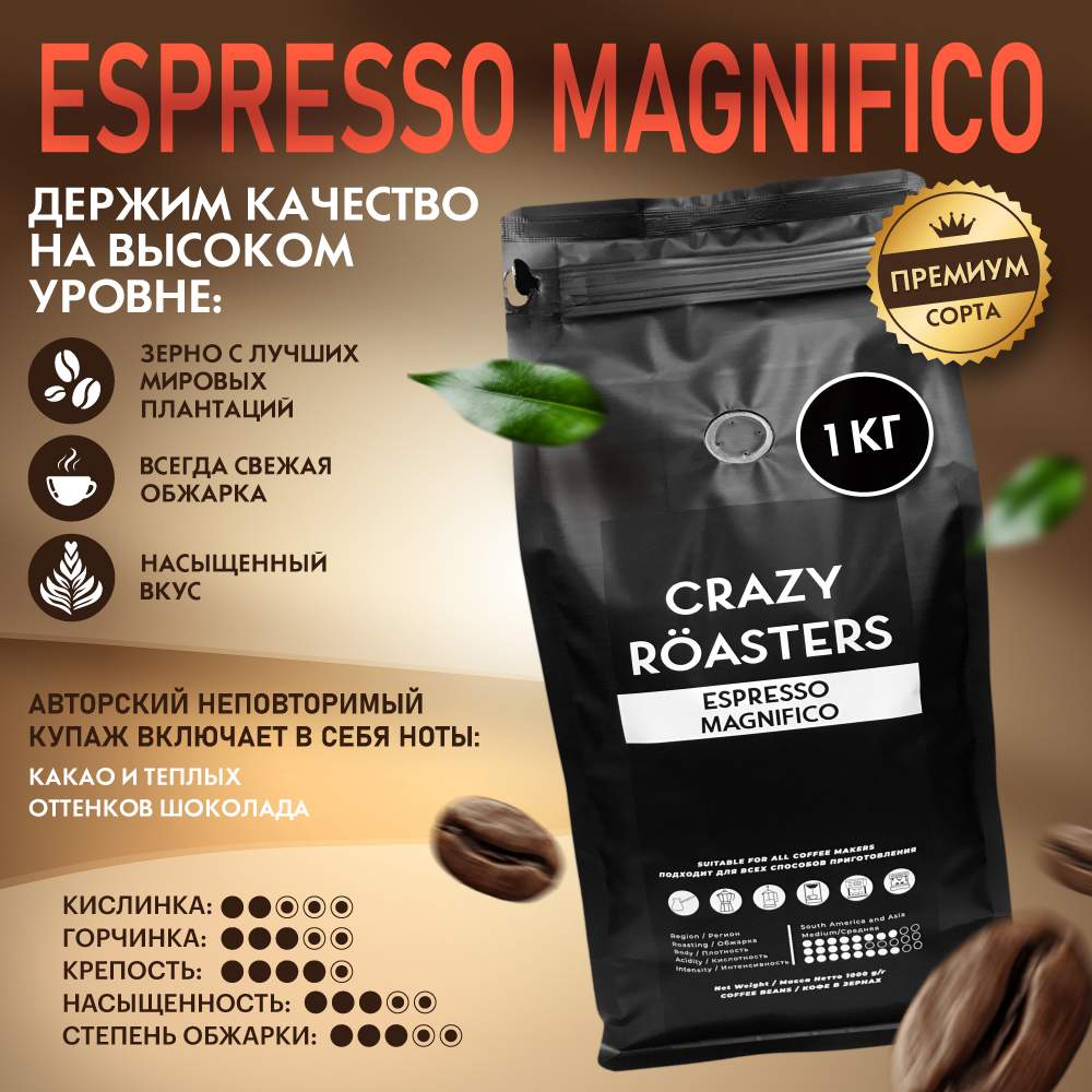 Кофе в зернах Crazy Roasters Espresso Magnifico, 1 кг