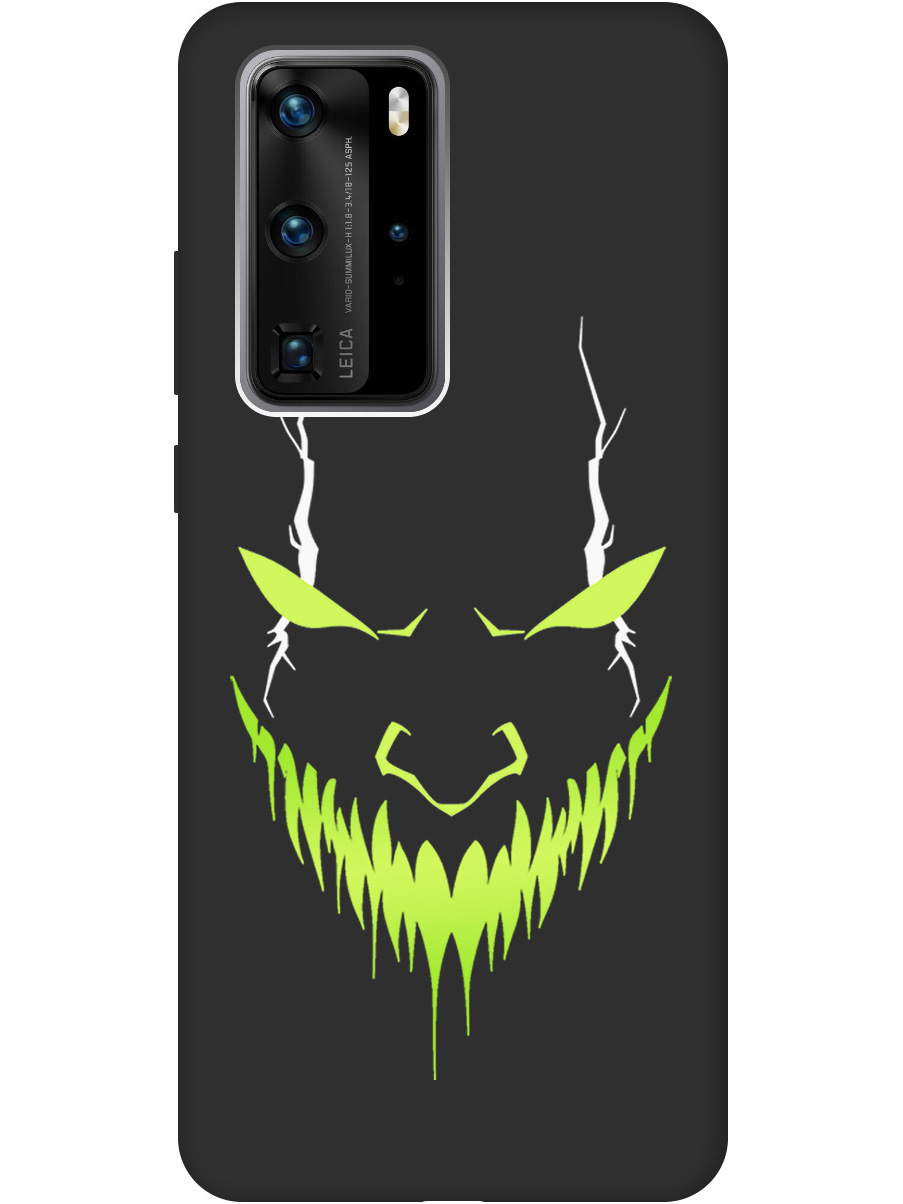 

Силиконовый чехол на Huawei P40 Pro с принтом "Evil Face" матовый черный, Черный;белый;зеленый, 722839251