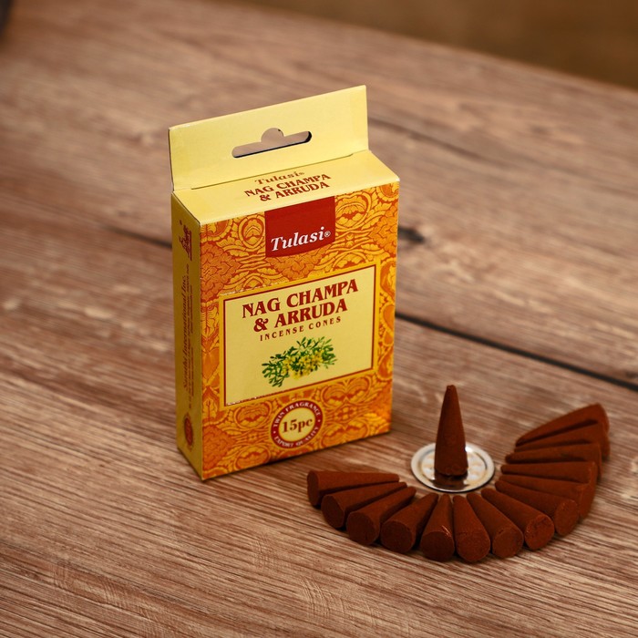 

Благовония NAG CHAMPA "Tulasi" 15 аромаконусов Arruda, Indian style