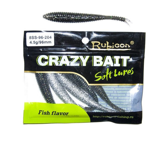 

Силиконовая приманка Rubicon Crazy Bait 96 мм, 204, 6 шт., Черный, Crazy Bait