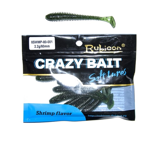 

Силиконовая приманка Rubicon Crazy Bait 80 мм, 001, 8 шт., Зеленый, Crazy Bait