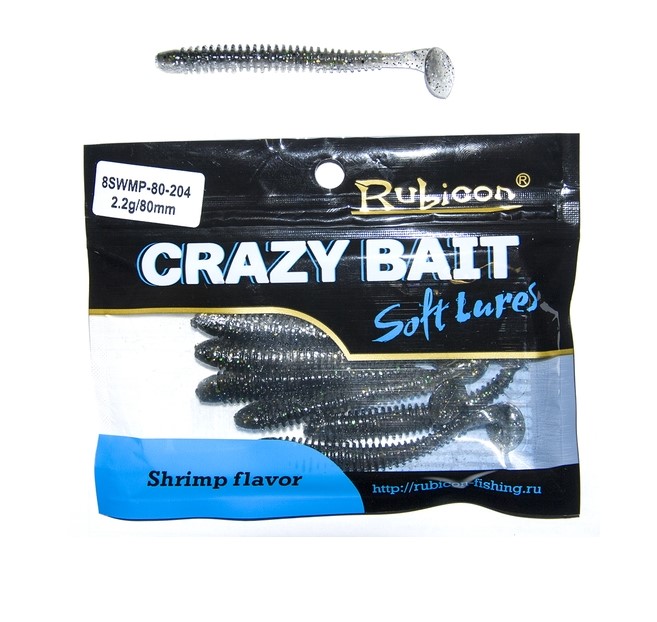 

Силиконовая приманка Rubicon Crazy Bait 80 мм, 204, 8 шт., Серебристый, Crazy Bait