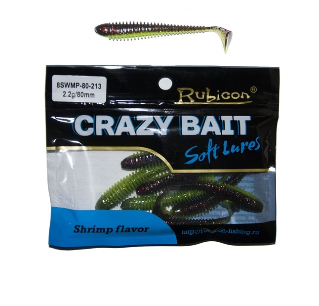 

Силиконовая приманка Rubicon Crazy Bait 80 мм, 213, 8 шт., Зеленый, Crazy Bait