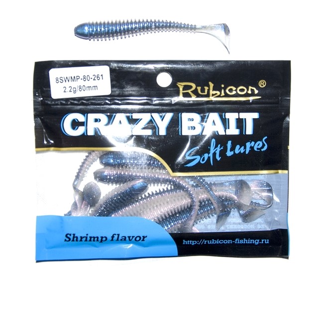 

Силиконовая приманка Rubicon Crazy Bait 80 мм, 261, 8 шт., Синий, Crazy Bait