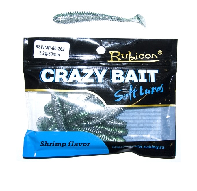 

Силиконовая приманка Rubicon Crazy Bait 80 мм, 262, 8 шт., Серебристый, Crazy Bait