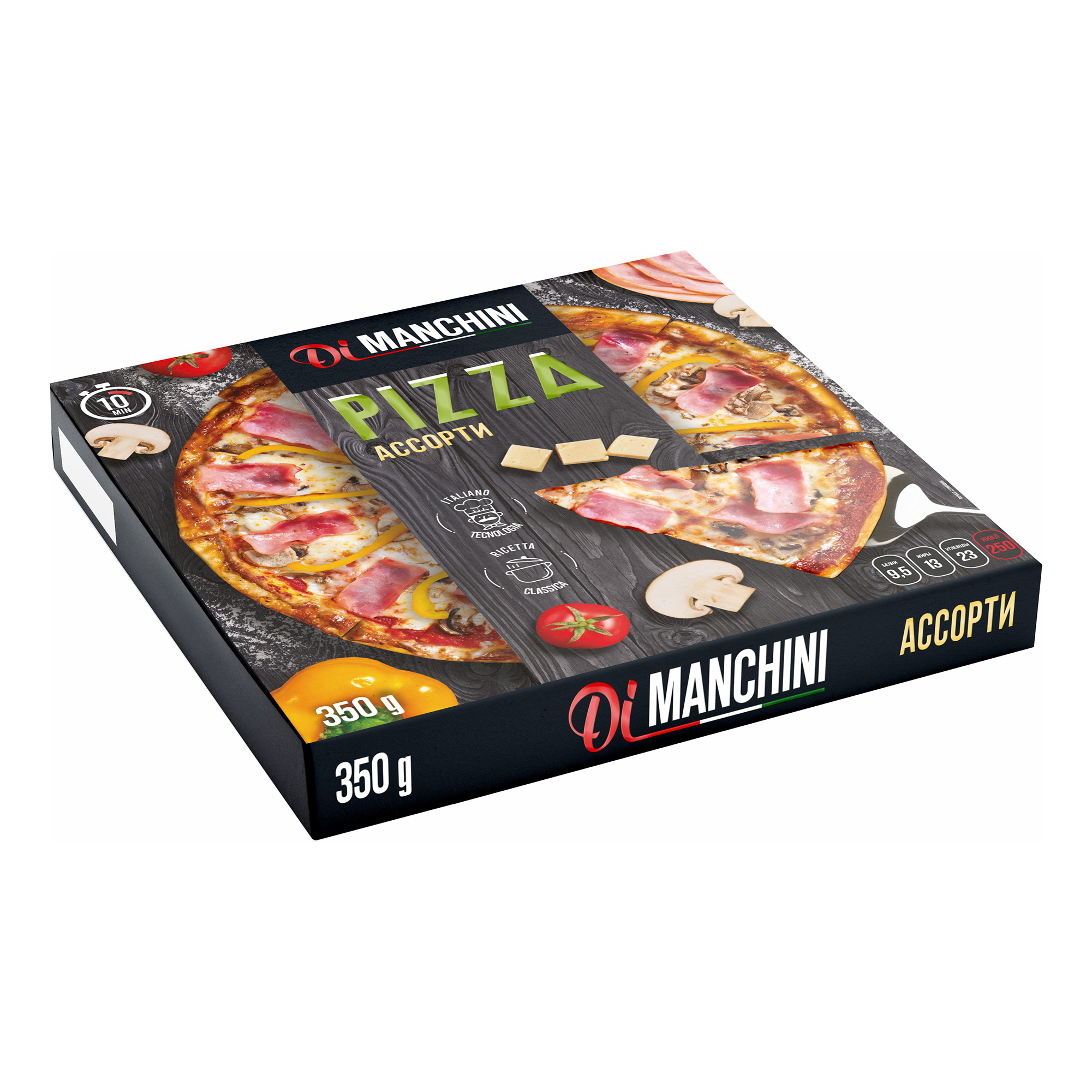 Пицца Магнит Di manchini Ассорти с ветчиной-грибами замороженная 350 г