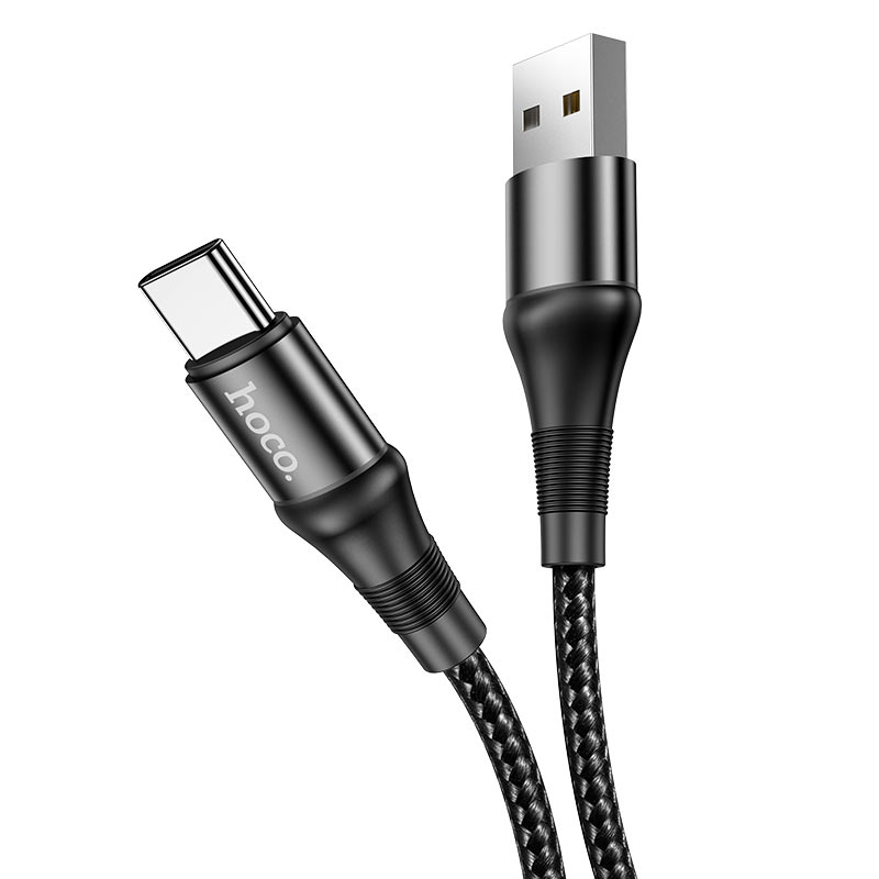 фото Кабель hoco x50 excellent charging usb - type-c, тканевая оплётка, 3а, 1 м, черный