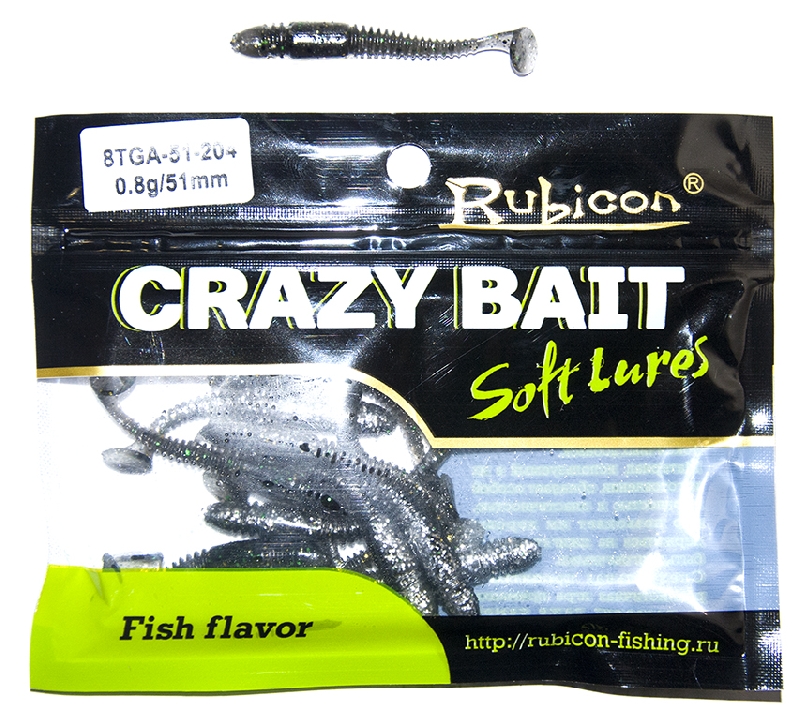 

Силиконовая приманка Rubicon Crazy Bait 51 мм, 204, 12 шт., Черный, Crazy Bait