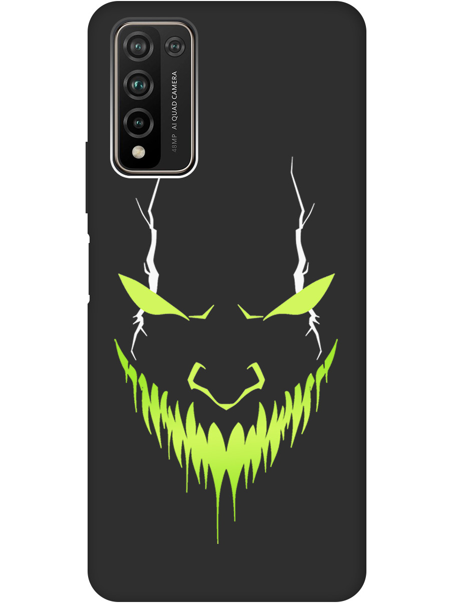 

Силиконовый чехол на Honor 10x Lite с принтом "Evil Face" матовый черный, Черный;белый;зеленый, 723565551