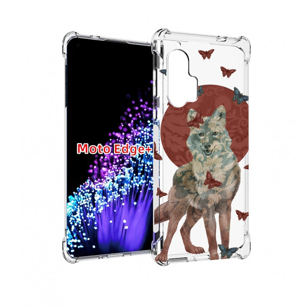 

Чехол MyPads Волчица с бабочками для Motorola Edge+ Plus, Прозрачный, Tocco