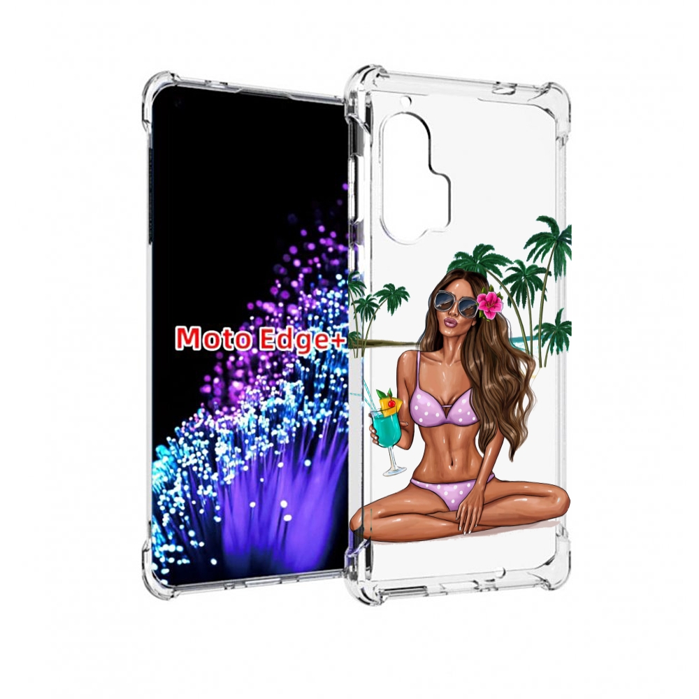 

Чехол MyPads Гавайская-девушка женский для Motorola Edge+ Plus, Прозрачный, Tocco