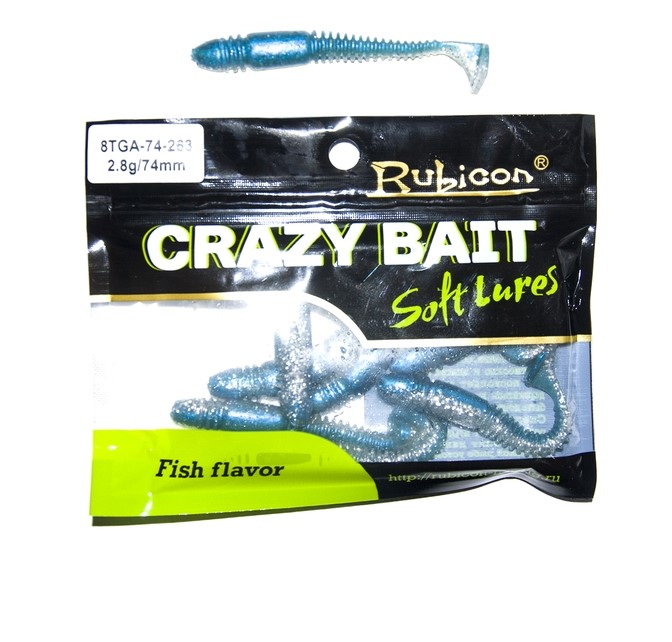 

Силиконовая приманка Rubicon Crazy Bait 74 мм, 263, 8 шт., Голубой, Crazy Bait