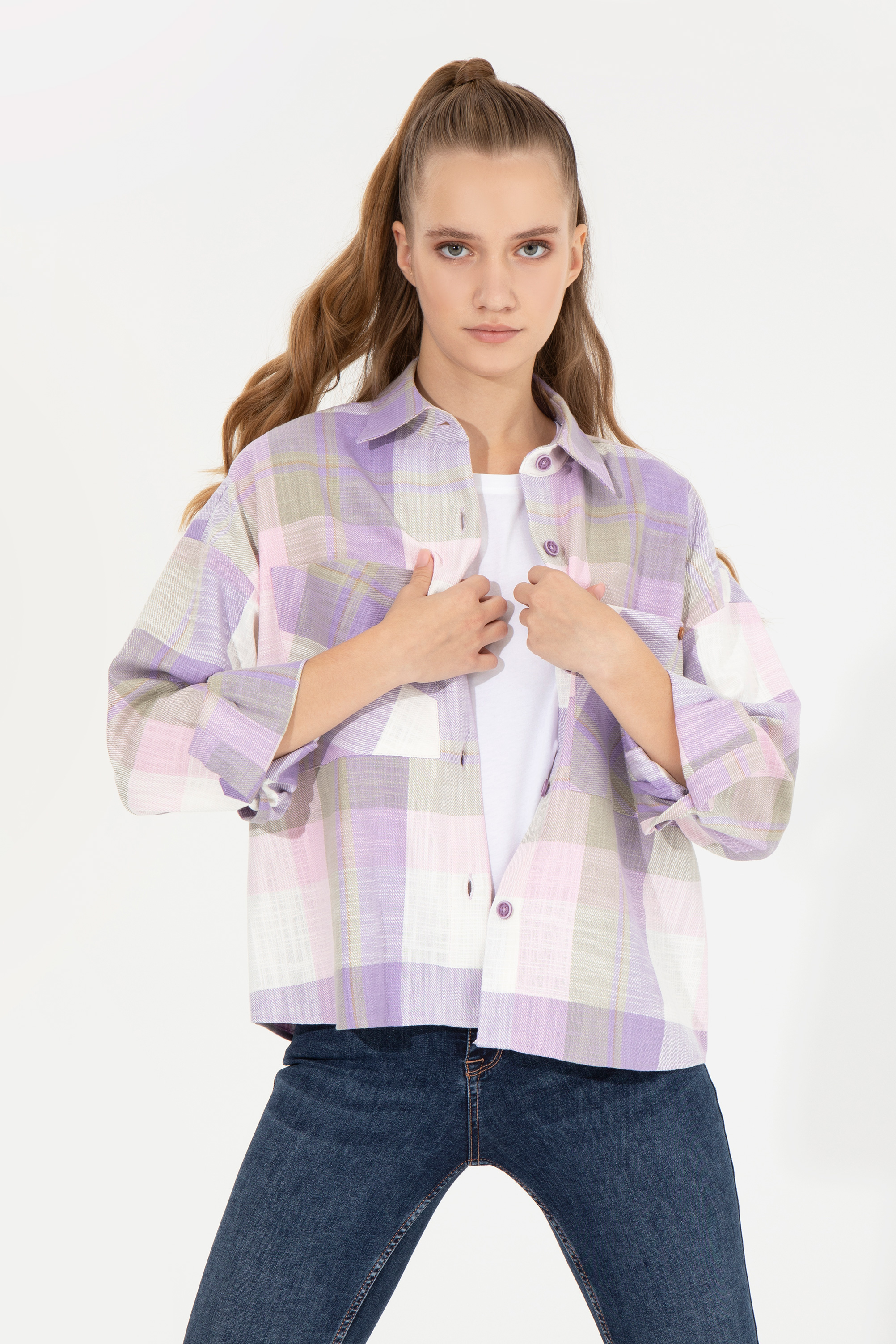Рубашка женская U.S. POLO Assn. G082SZ0040URSINUM фиолетовая 42
