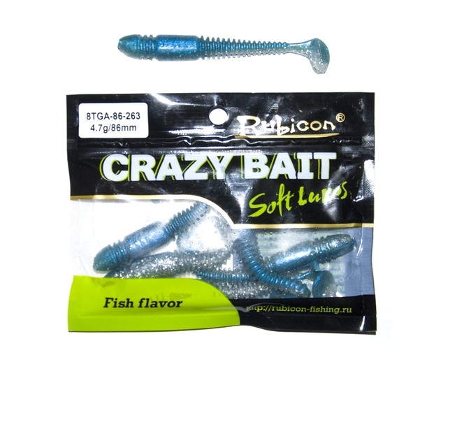 

Силиконовая приманка Rubicon Crazy Bait 86 мм, 263, 6 шт., Голубой, Crazy Bait