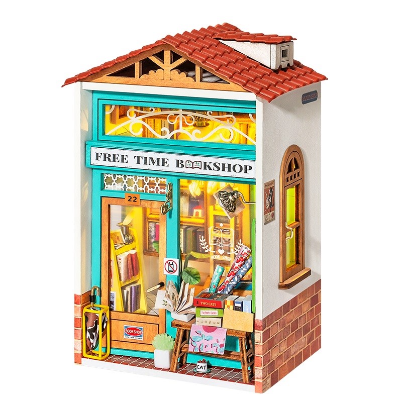 3D деревянный конструктор Robotime Миниатюрный дом - румбокс - Книжный магазин