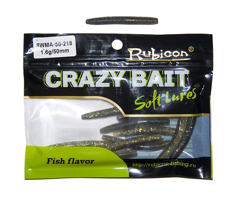 

Силиконовая приманка Rubicon Crazy Bait 50 мм, 218, 12 шт., Черный, Crazy Bait