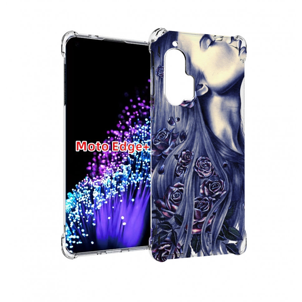 

Чехол MyPads Девушка с розами женский для Motorola Edge+ Plus, Прозрачный, Tocco