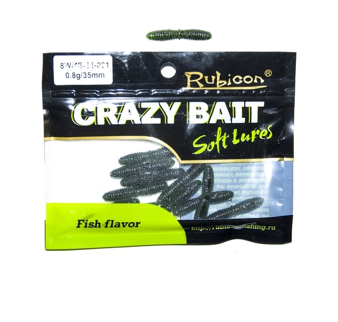 

Силиконовая приманка Rubicon Crazy Bait 35 мм, 001, 12 шт., Зеленый, Crazy Bait