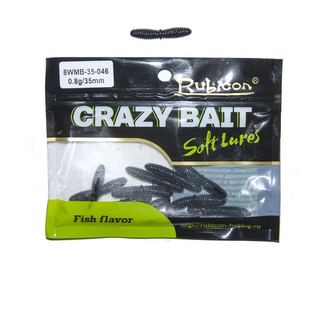 

Силиконовая приманка Rubicon Crazy Bait 35 мм, 046, 12 шт., Черный, Crazy Bait