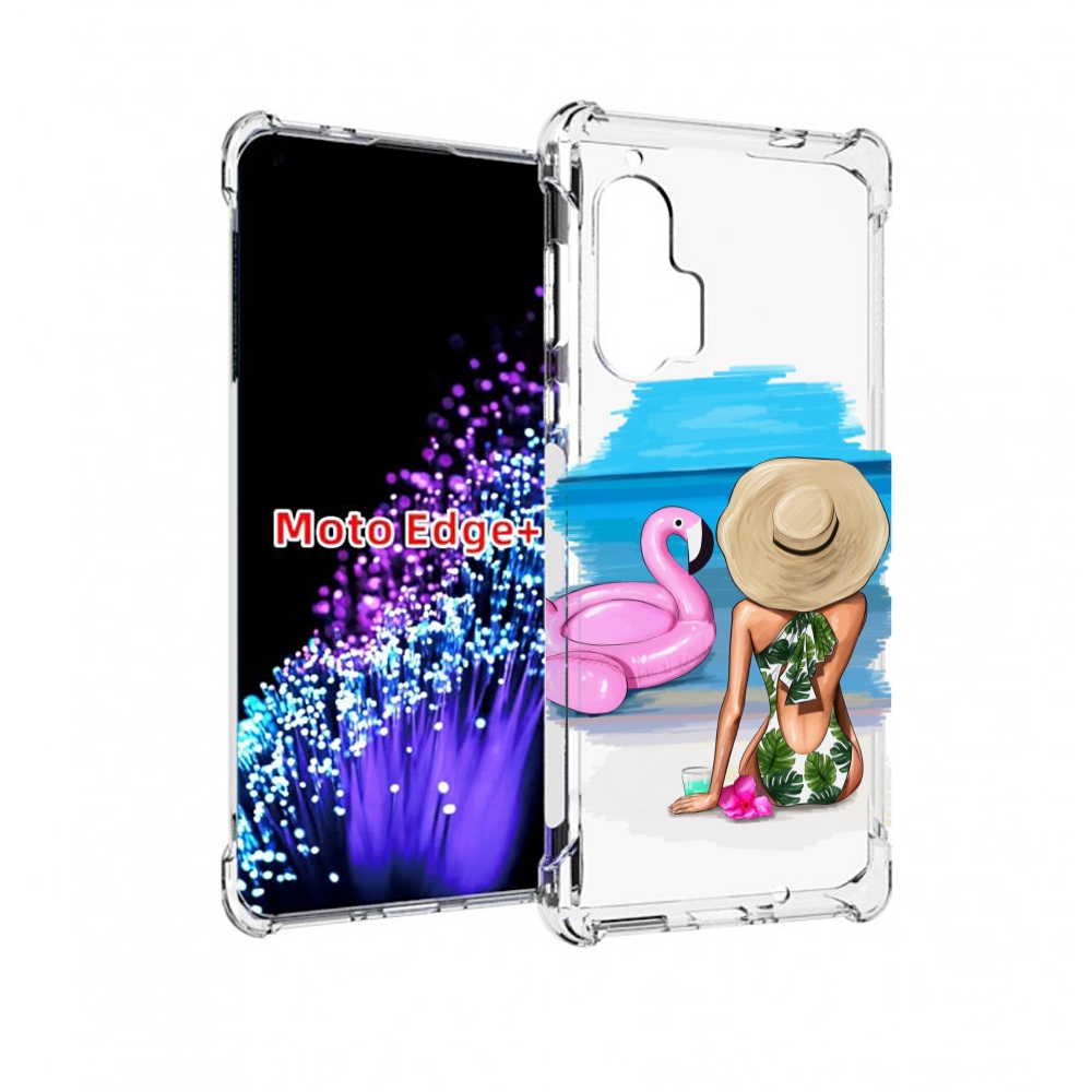 

Чехол MyPads Девушка-и-фламинго женский для Motorola Edge+ Plus, Прозрачный, Tocco