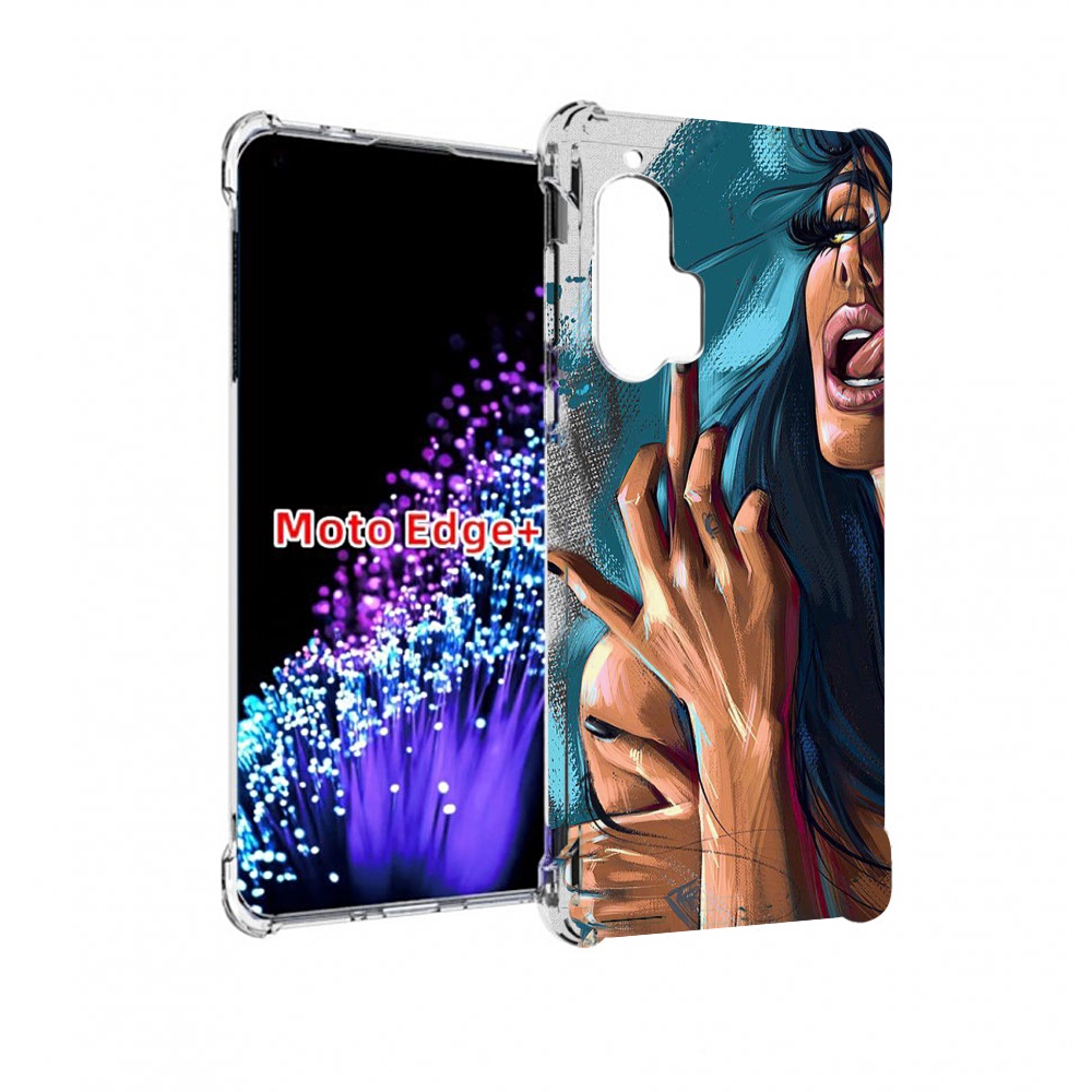 

Чехол MyPads Девушка-нарисованная-дерзкая женский для Motorola Edge+ Plus, Прозрачный, Tocco