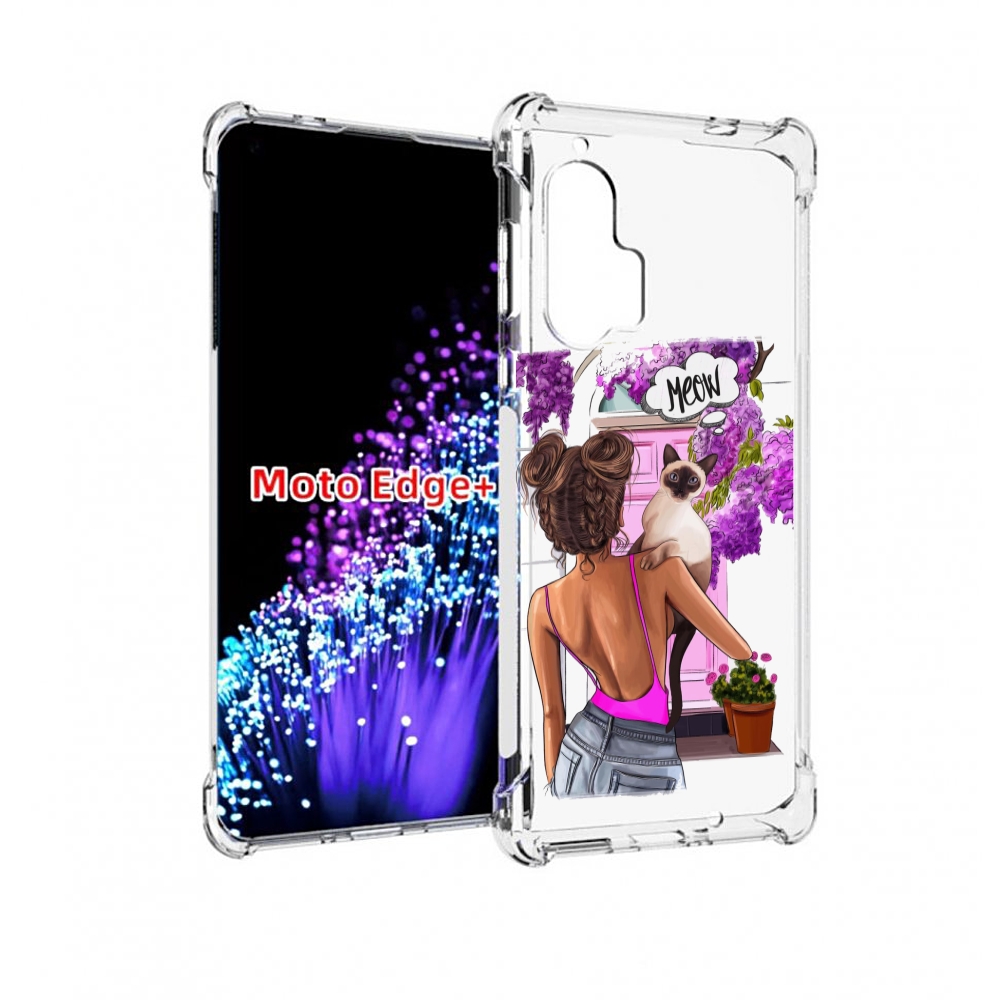 

Чехол MyPads Девушка-с-котиком женский для Motorola Edge+ Plus, Прозрачный, Tocco