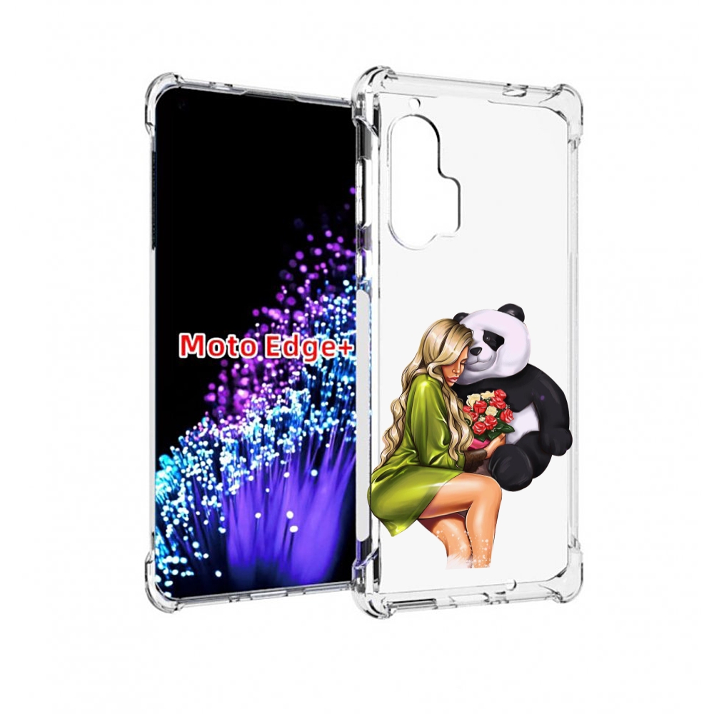 

Чехол MyPads Девушка-с-пандой-с-букетом женский для Motorola Edge+ Plus, Прозрачный, Tocco