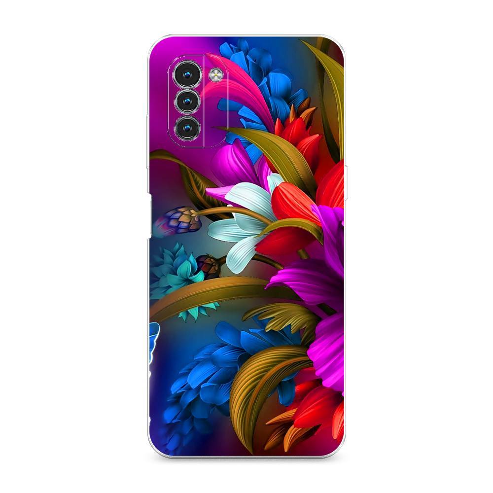 

Чехол на Nokia G11 "Фантастические цветы", Фиолетовый;красный;синий, 125050-2