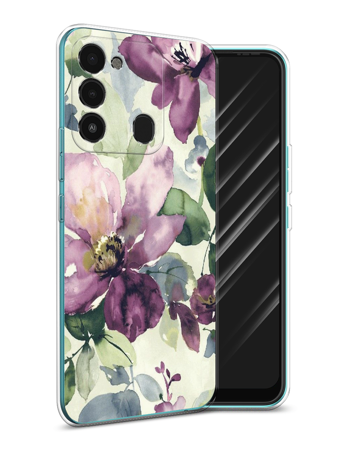 

Чехол Awog на Tecno Spark Go 2022/8С/9 "Сиреневые цветы-акварель", Разноцветный, 301250-10